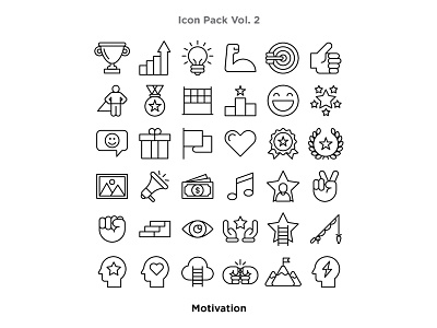 Vol. 2 - Motivation Icon Pack adobe illustrator design etheric fistbump graphic design icon icon design iconography illustration light bulb line art linework medal minimal minimalist race superhero ui vector vector artwork