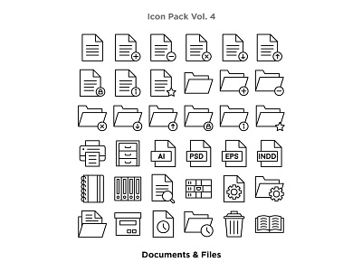 Vol. 4 - Documents & Files Icon Pack adobe illustrator design documents etheric files folders graphic design icon icon a day icon design iconography illustration line art source file trash can ui ux vector vector artwork zip