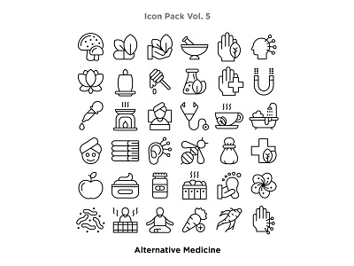 Vol. 5 - Alternative Medicine Icon Pack adobe illustrator alternative medicine art bee dribbble etheric graphic design icon icon a day icon set iconography illustration line art medicine minimal style ui vector vector artwork wellness