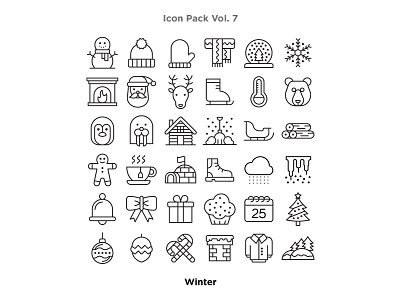 Vol. 7 - Winter Icon Pack adobe illustrator christmas design etheric flat graphic design ice icon icon a day iconography igloo illustration line art muffin polarbear present snow vector vector artwork winter