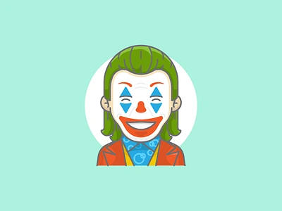 Joker adobe illustrator art batman character clown design flat graphic design happy icon illustration joaquin phoenix joker laugh movie smile sticker vector vector artwork villain