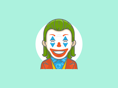 Joker adobe illustrator art batman character clown design flat graphic design happy icon illustration joaquin phoenix joker laugh movie smile sticker vector vector artwork villain