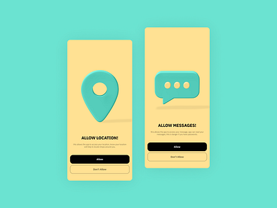 Permissions Location & Messages 3d app design design app product design ui ux uxui