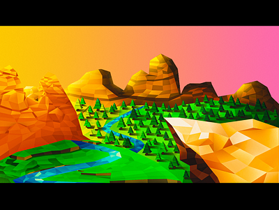 2D Low Poly Mountain 2d animation illustration lowpoly vector