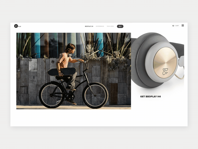Beoplay H4, transitions beoplay california cool design experience h4 headphones interaction kids skate transitions website