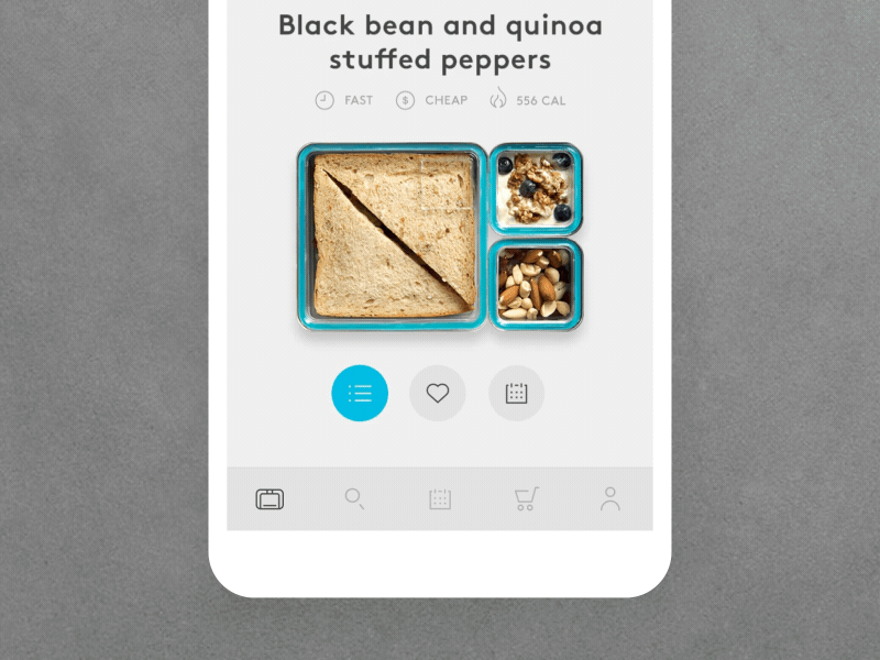 Prepd App - Open Recipe app bento box cook cooking delightful design details interactive kitchen motion recipe transition