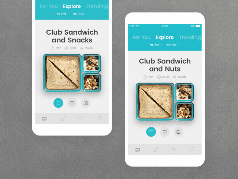 Prepd App - Scroll and Swipe Moods box bento kitchen cooking cook transition motion scroll swipe design app recipe