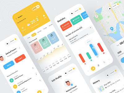 Running App Exploration 🏃🏻‍♂️ clean clean design e commerce e commerce mobile design exploration graphic design illustration landing page mobile app design nike running run run challenge run tracker runners running app running map trends user interface virtual run weather