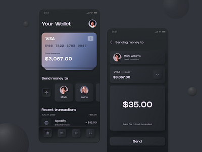 Wallet App bank bank app bank card banking black cards credit card figma finance app history interface money app neumorphism transactions ui wallet walletapp