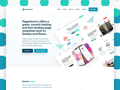 Pagerland - React and Gatsby Landing Page Templates design gatsby landing page react template ui ui design ux ux design web design
