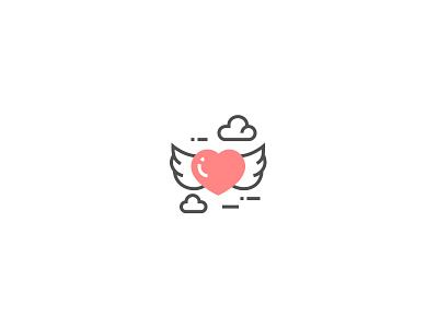 Flying heart with wings Icon cloud flyer flying heart icon love lovely lover perfect pixel red romantic valentine valentine day wings