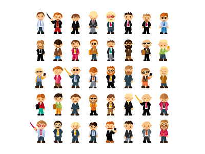 People characters in flat style businessman cartoon character emotion happy icon isolated people person set vector