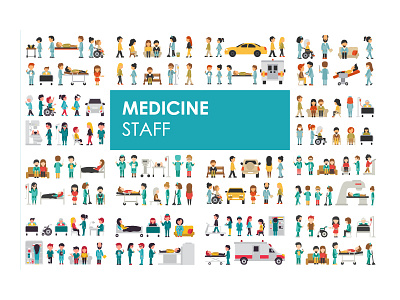 Medical Staff - flat people design flat graphic illustration medical medicine people set staff vector