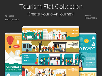 Tourism Flat Collection agriculture collection design element farm flat graphic object set vector