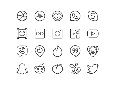 Social Media Icons 2 dribbble facebook fb instagram media skype snapchat social telegram twitter yik yak youtube