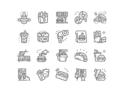 Fast Food Icons collection design fast food graphic icons perfect pixel set vector web