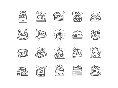 Cakes Icons birthday cake chocolate design dessert icons perfect pixel set