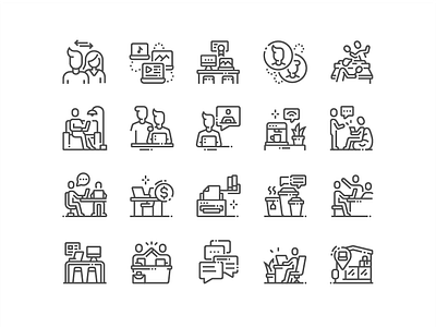 Coworking Icons business coffee coworking design icons office people perfect pixel vector work