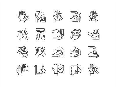 Hand Hygiene Icons clean gestures hand hygiene icon perfect pixel set soap water