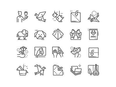 Origami Icons art bird creative hand icon icons origami paper papercut perfect pixel