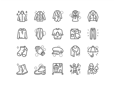 Autumn clothes Icons cap cloak clothes fun icon jacket people perfect pixel shop style sweater umbrella