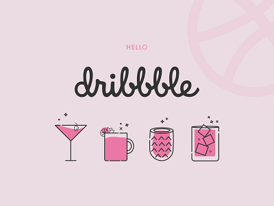 Hello Dribbble cocktails debut icons shot