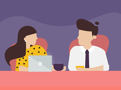 Meetings catchup coffee cuppa flat illustration meeting