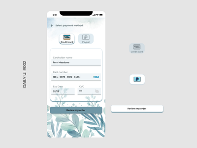 Daily UI #002 credit card checkout dailyui mobile