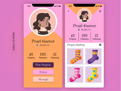 Daily UI #006 006 dailyui mobile user profile