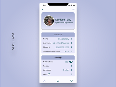 Daily UI #007 007 dailyui mobile settings