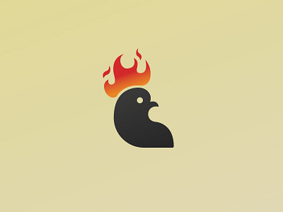Pyrocrest beak bird chicken cock fire flames fradient logo mark pyro rooster