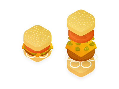 Designing is hungry work burger food gradient hamburger illustration isometric layers sandwich