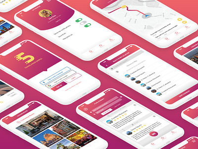 App design mockup app cards gallery gps login mockup navigation profile travel ui ux