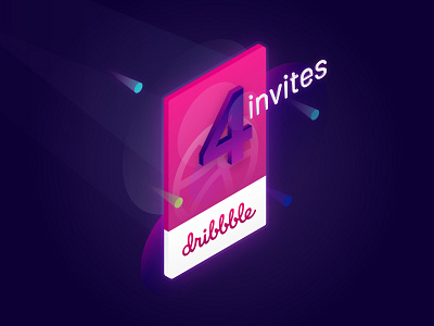 Giving away 4 invites! basketball card dribbble four invitation invite invites isometric prospects ticket ui