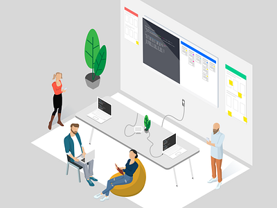 Isometric Dev Team illustration isometric vector