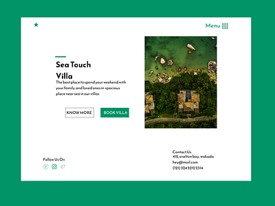 UI design for villa booking website landing page 2022 graphic design green instagram post landing page minimal design nunito sans ui villa website design