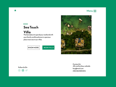 UI design for villa booking website landing page