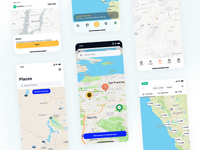 Figma iOS UI kit - Map & Location templates app design figma ios kit location map system ui