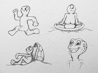 Tequila Character Design beach illustration naked pencil running shell tequila turtle