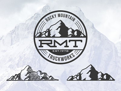 RMT Logo Pitch branding identity illustration lettering logo mountains off road rockies rocky mountains trucks typography vintage