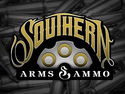 Southern Arms & Ammo Branding ammo branding bullets georgia guns identity lettering logo logotype revolver southern typography
