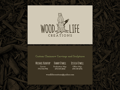 Wood Life Creations - Final Branding + Biz Cards art branding business cards carving chainsaw identity rustic southern stump tree wood woodworking