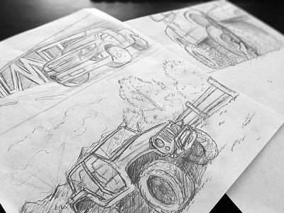 Quick Sketches for Off-Road Composite composite country drawing guns illustration jeep off road pencil sketch storyboard truck window cling