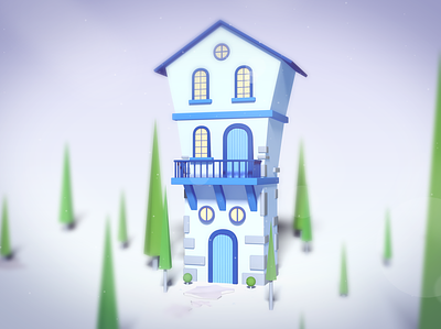 Whimsical House 3d cinema4d isometric lowpoly photoshop