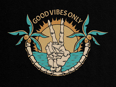 Good Vibes apparel art beach branding clothes design drawing graphic design skull summer vacation vector vintage