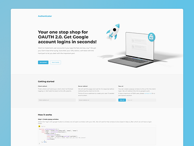 Authentification microservice landing page design minimalist modern web design