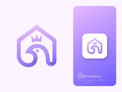 Home + King Eagle 3d logo animal logo app icon app logo bird logo branding building colorful logo company design eagle gradient logo home house logo logo designer logomark minimal modern symbol