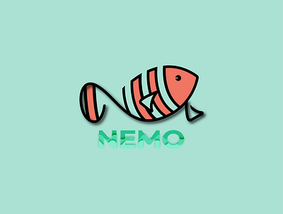 Nemo Logo 3d app blue branding design fish fish logo graphic design illustration logo minimalist nemo typography vector