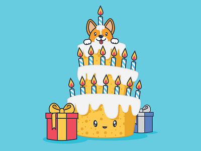 Birthday Corgi animal birthday corgi cute illustration vector