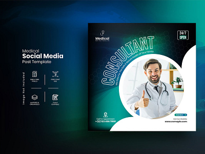 Medical Healthcare Social Media Post Template Or Instagram Post